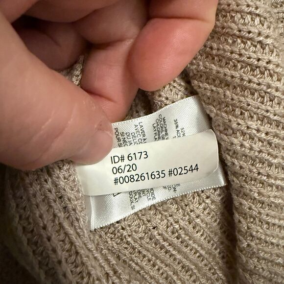 Express V-Neck Ribbed Long Puff Sleeve Knit Sweater Pink Beige Women's Small - Picture 8 of 9